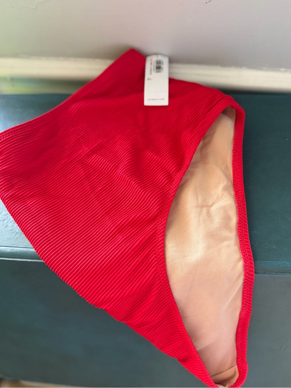 Old Navy Red Ribbed Bikini Bottom